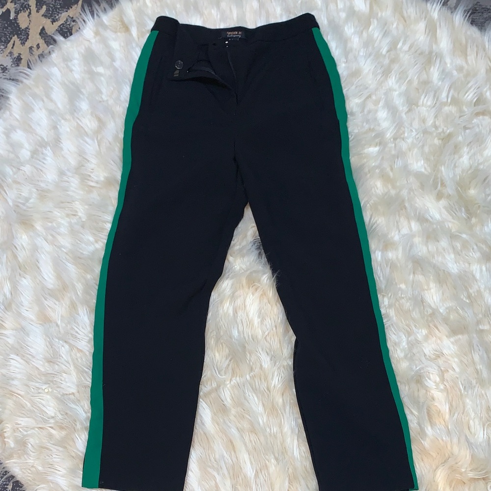 Black Pants with Green Side Stripe - Classic Athletic Style